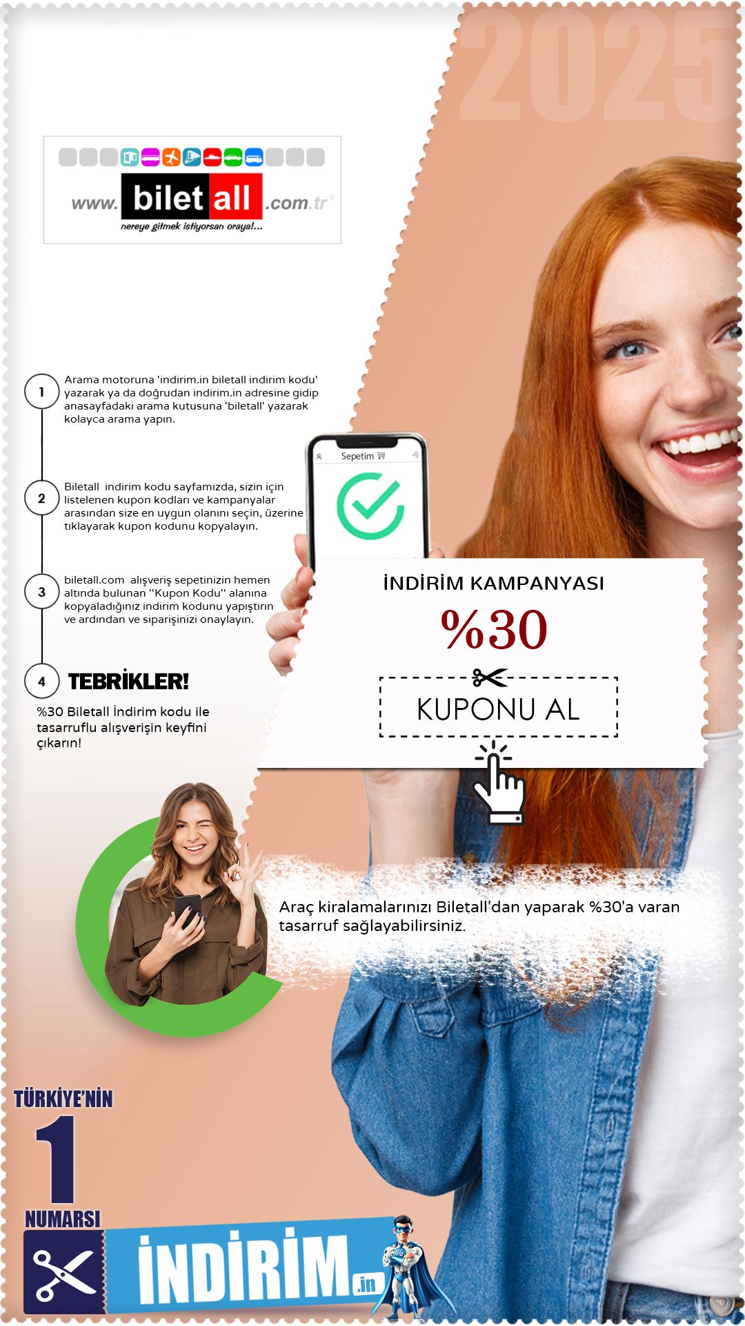 Biletall %30 Araç Kiralama İndirim Avantajı