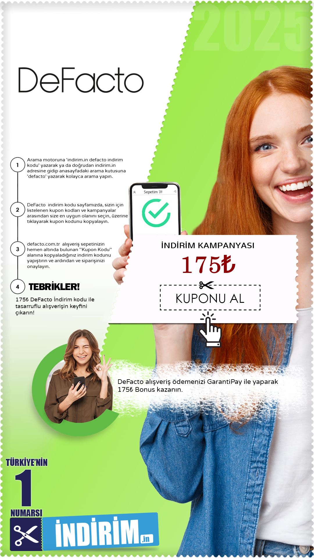 Defacto 175₺ Bonus Fırsatı