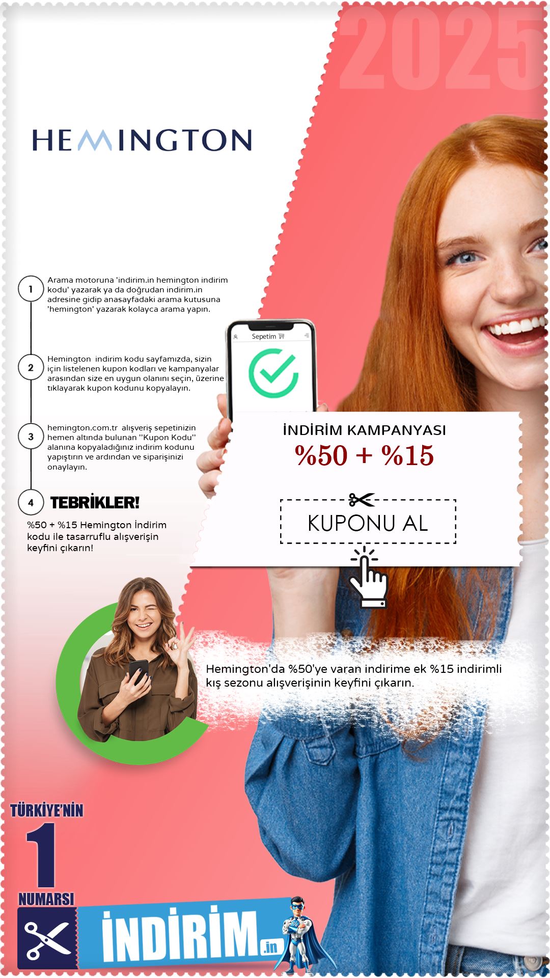 Hemington %50+%15 İndirim Kampanyası