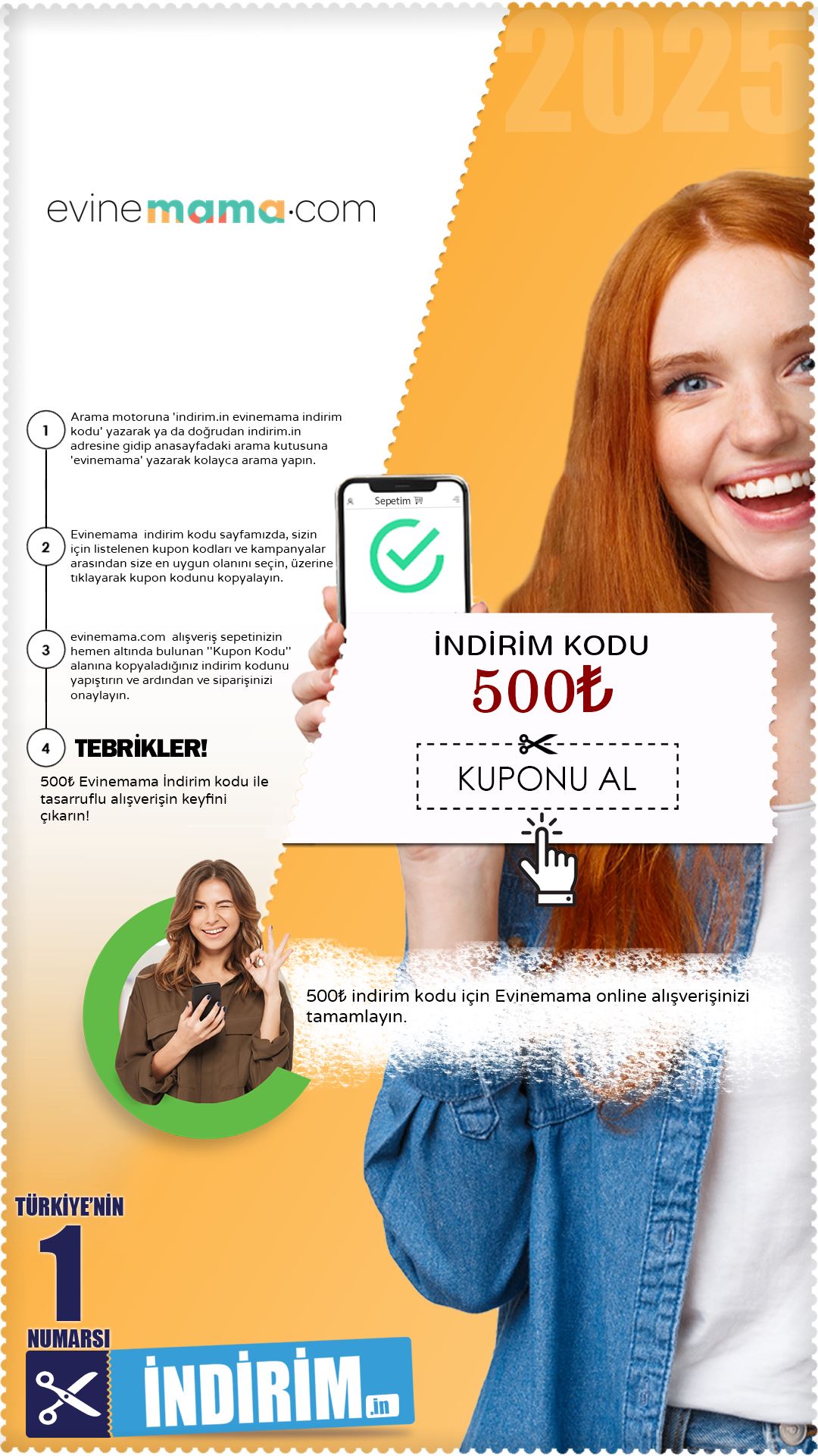 Kaçırılmayacak 500₺ Evinemama İndirim Kodu