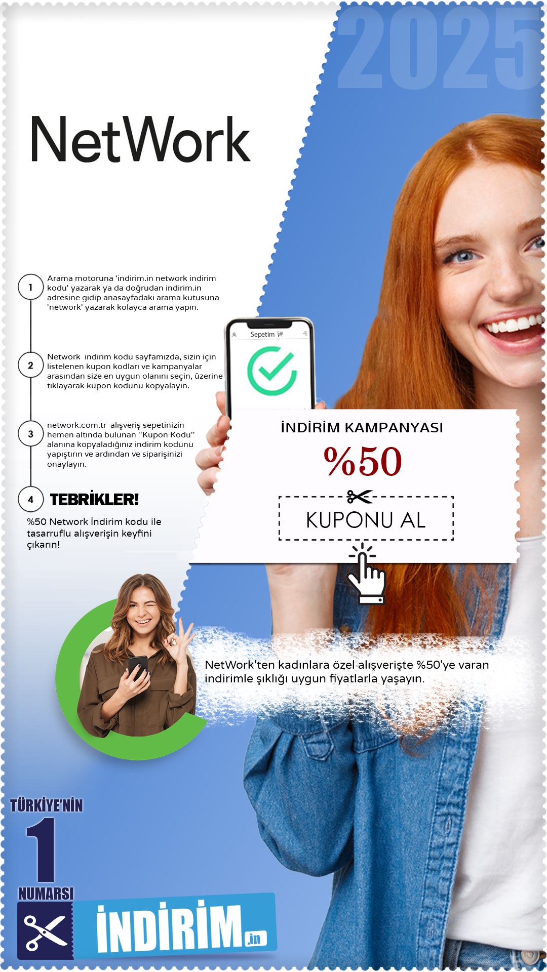 Kadınlara Özel %50 Network Alışveriş İndirimi