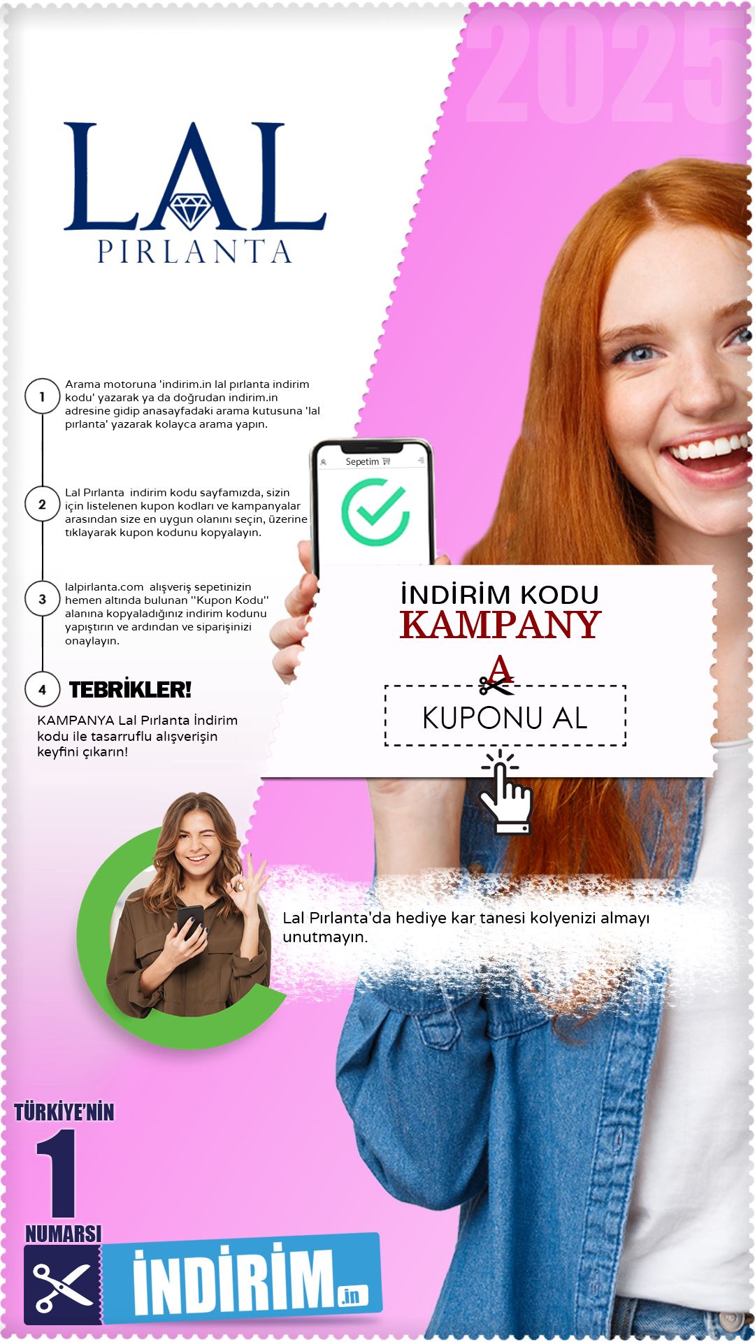 Kar Tanesi Lal Pırlanta Kolye Hediye Kampanyası