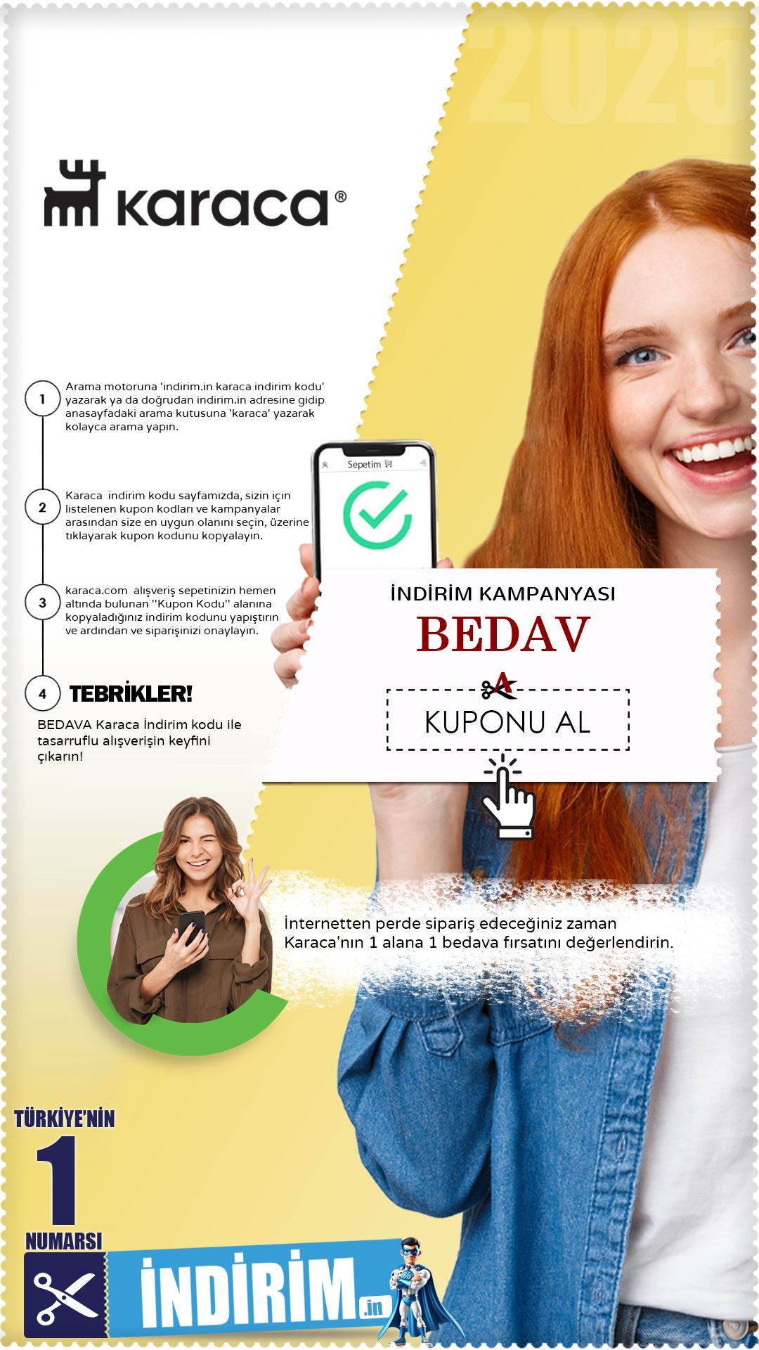 Karaca 1 Alana 1 Bedava Perde Kampanyası