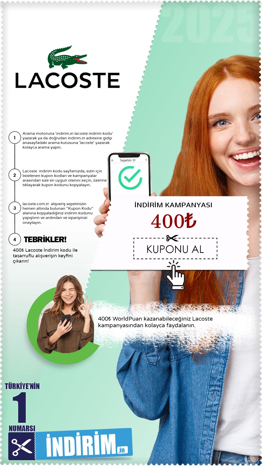 Lacoste 400₺ Worldpuan Kazanın