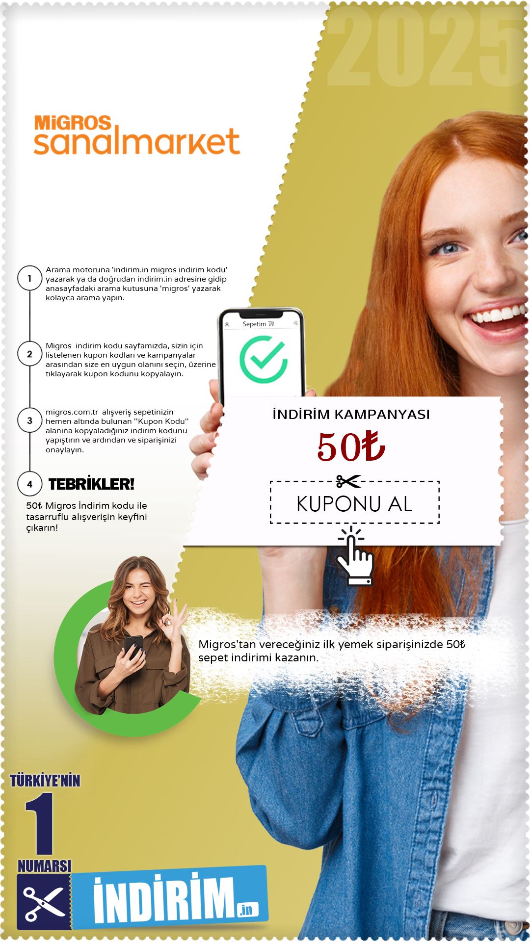 Migros Yemek 50₺ İndirim Fırsatı