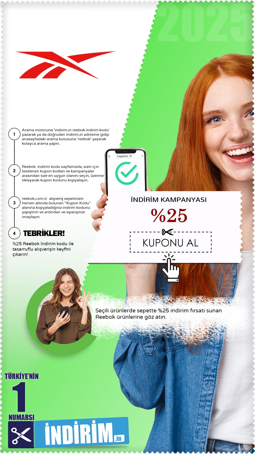Sepette %25 Reebok İndirim Kampanyası