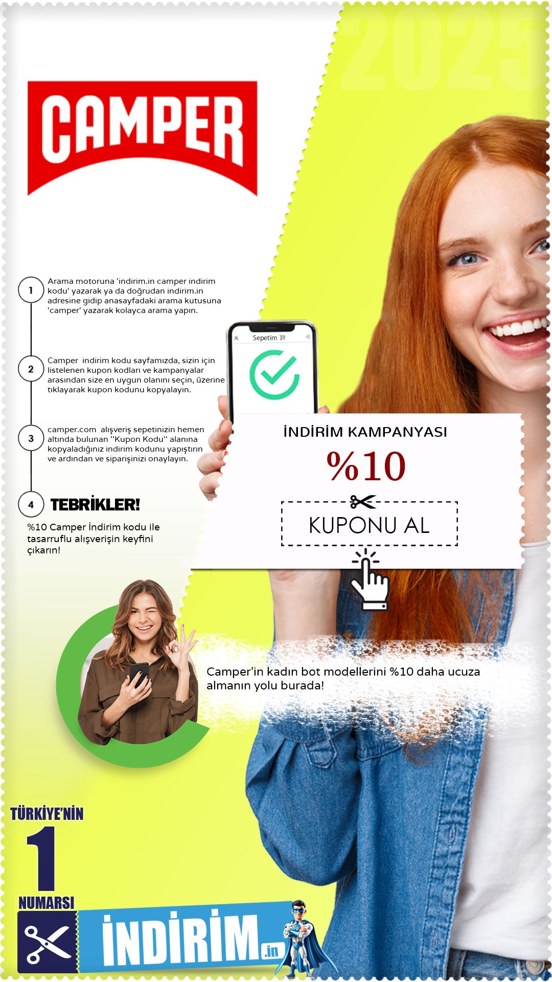 %10 Camper Kadın Bot İndirimi