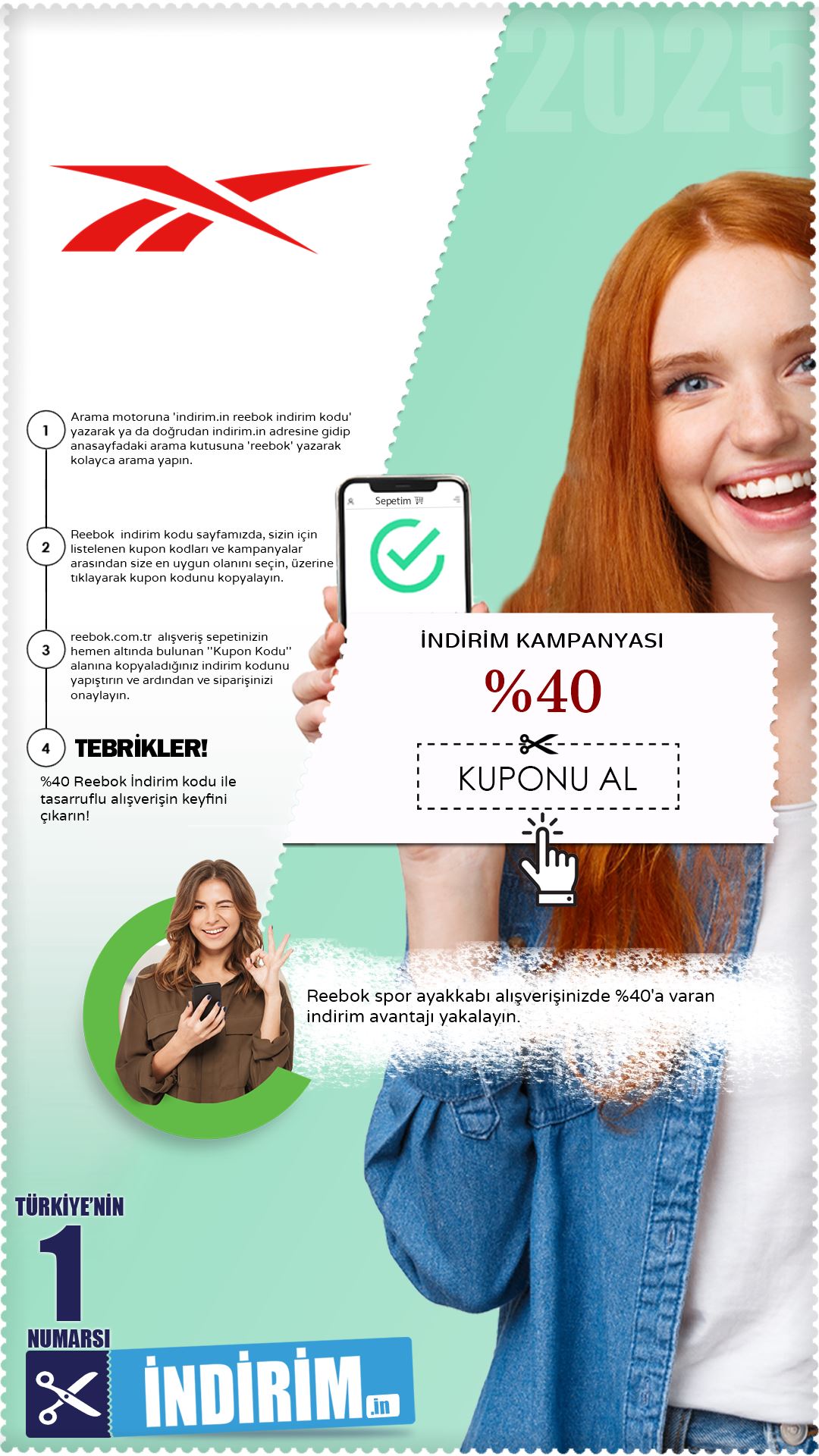 %40 Reebok Spor Ayakkabı İndirimi